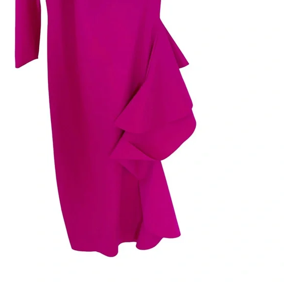 CHIARA BONI LA PETITE ROBE Sia One-Shoulder Ruffle Dress Magenta Pink Size 4 NWT - Picture 6 of 11